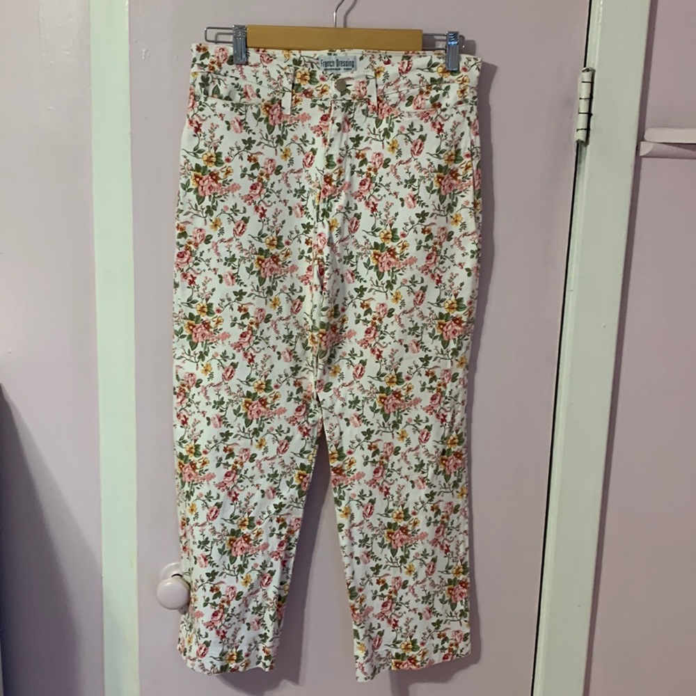 Floral jeans high waist